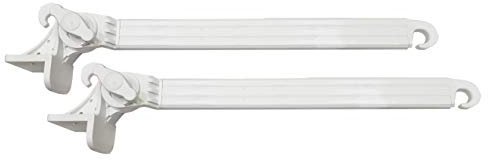TENDAGGIMANIA Par de Brazos para Cortina Brazos para toldos de balcón con Soportes de Acero + 4 Tornillos Autoforantes - Cubiertos de PVC - Medida 50 cm - Ajustable a 180° - Color Blanco 9010