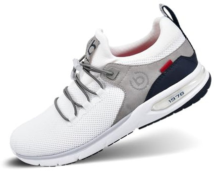 bugatti Sportlicher Sneaker mit Memory Foam im sportlichen Design, elastische Schnürsenkel, atmungsaktiv, Weiß, 40 EU
