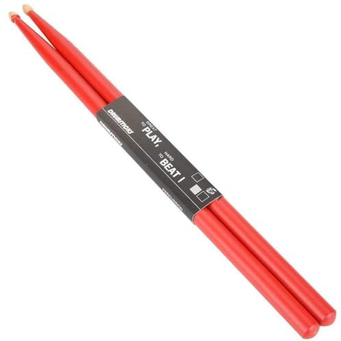 Baquetas Profesionales, 1 Par 5A Juego de Baquetas de Madera de Arce Drumsticks Principiantes Batería Electrónica Instrumento Musical Percusión para Batería Acústica o Batería Electrónica(rojo)