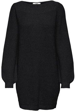 JDY Jdywhitney Megan L/S Boat Dress Knt Noos, Vestito Donna, Nero (Schwarz), XS