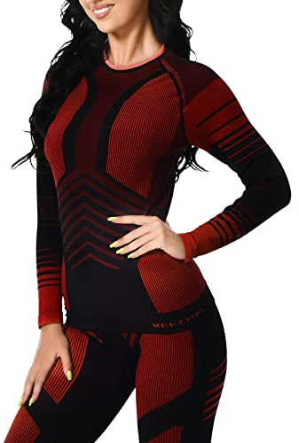 MEETYOO Intimo Termico Donna Traspirante Set Pantaloni e Maglia Termica Donna Biancheria Intima Termica per Sci Sport Elastica e Asciugatura Rapida