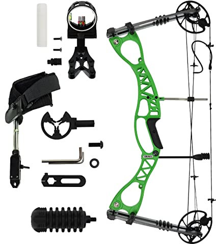 Drake Pathfinder Green Starter+ Compoundbogen Set - 40-65 lbs einstellbar - Compoundbogen 320 fps Geschwindigkeit Bogen mit Zubehör für Erwachsene Jugend Anfänger Jagdbogen