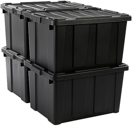 Iris Ohyama 4 Cajas de Organización de Alta Resistencia, 68L, Rojo, Grande, Duradero, Apilable, para Garaje, Estantes, Mudanza, Plástico, Utilidad, Herramientas, DDSKT-700