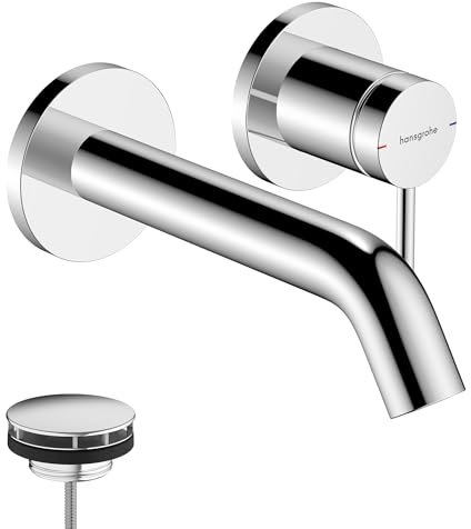 Hansgrohe 73350000 Tecturis S Single Lever Basin Mixer for Concealed Installation Wall-Mounted EcoSmart+ with spout 16,5 cm, Chrome, Discharge Length 16.5cm