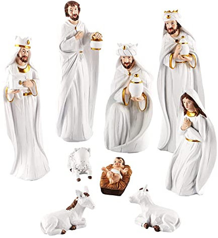 KieTeiiK Presepe Set di Decorazioni in Resina - Saghi Figurine per Casa, Vacanze, Chiesa, Natale, Mangiatoia e Interni