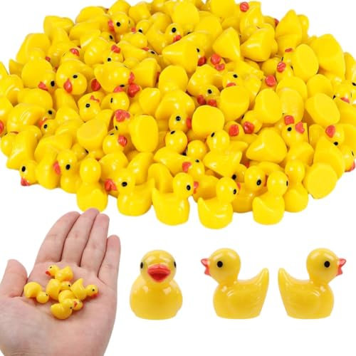 100 Stück Mini Enten Tierfiguren,Mini Enten Harz,Miniatur Enten Mini Resin Ducks,Mini Enten Figuren,Mini Harz Enten zum Basteln DIY Potting Micro Landschaft Dekorationen Lieferungen