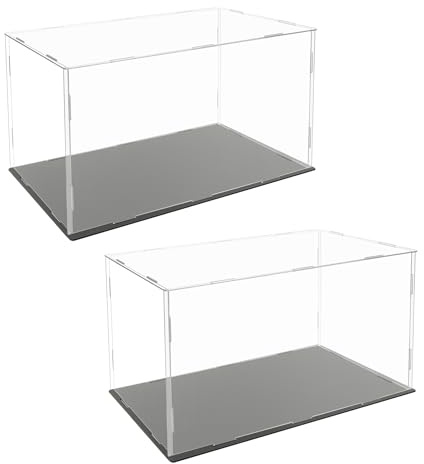 YKUKIZEE 2 Pack Acrylic Display Case for Figures 20x15x15 cm, Clear Acrylic Model Display Cases Box, Assemble Acrylic Dustproof Protection Showcase for Action Collectibles Crafts