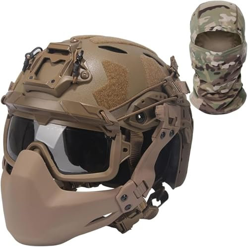 PBTMCD Juego de Casco de Paintball Airsoft Fast, Casco táctico SF con Auriculares, máscara, Gafas, Modelo telescópico for Tiro al Aire Libre, Caza, Juego BBS CS(T,A)