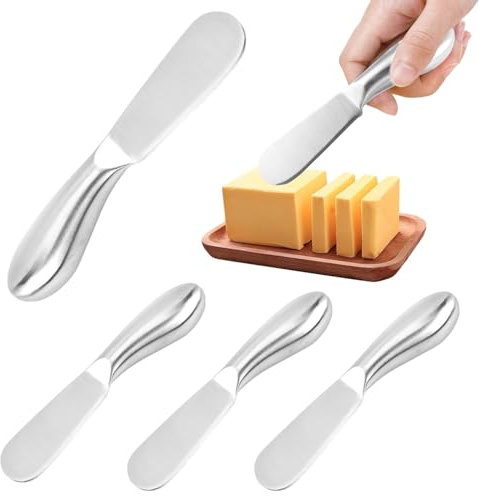 CANCYCC 4 coltelli da burro, 13,5 cm, in acciaio inox, piccoli coltelli da pane, per marmellata, da tavola, da dessert, da cucina, per burro, crema, formaggio, pasticceria