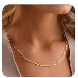 Esrael Vergoldete Kette Damen 3mm Figaro Goldene Kette Gold Halskette Damen Edelstahl Gold Kette Frauen Halskette Schmuck Geschenke für Frauen 20 Zoll