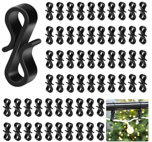 FveVqe 60 PCS Gutter Hooks for Outdoor Lights, Durable Gutter Clips for Outdoor Lights, Icicle & String Lights, Versatile Gutter Clips and Gutter Hooks for Christmas, Halloween, Garden & Party Decor