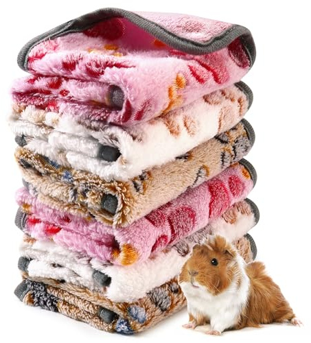 6 Pcs Guinea Pig Blankets Reusable Guinea Pig Bedding Washable Guinea Pig Cage Liner Pet Pee Pads Soft Sleep Mat Pad Cover for Hamster Puppy Kittens Small Animals Winter Warm Bed (12 x 12In)