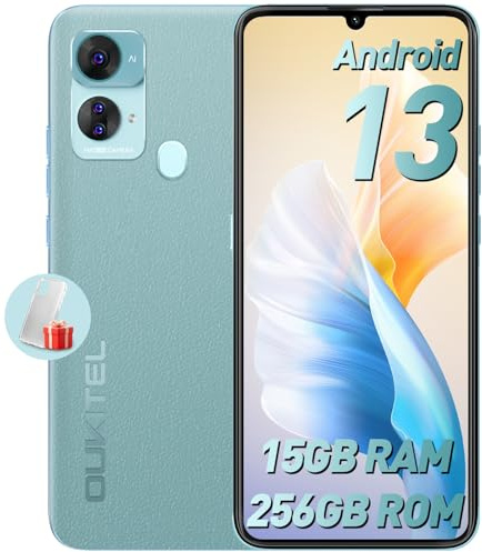 OUKITEL C33 Mobile phones, 15GB+256GB/2TB Smartphone, Android 13 phone, 50MP+5MP Camera, 6.8 HD+ Display, 5150mAh, 4G Dual SIM Android Phones, FaceID/Fingerprint/GPS/OTG, Blue