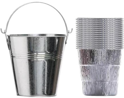 perfk Secchio per Grasso e Olio per Barbecue con Secchio in Carta stagnola, Facile da Usare, Facile da installare con Maniglia, Vassoio raccogli-Gocce,