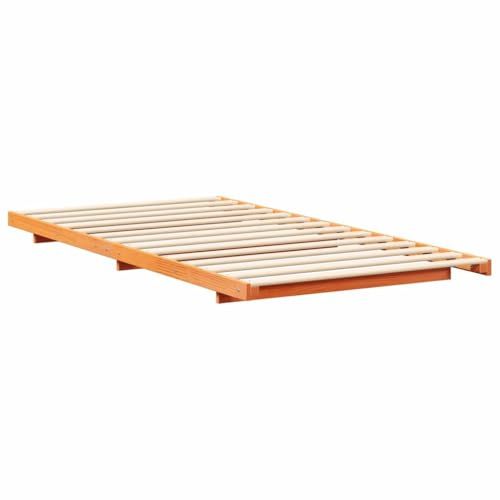 vidaXL Estructura de Cama de Pino Macizo, Diseño Minimalista, Interior, Rectangular, Estilo Japandi Escandinavo, Madera de Perfil Bajo