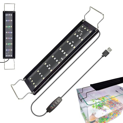 Birtern akvariebelysning | Fullspektrum akvariebelysning | Automatisk på- och avstängning akvariebelysning med timerfunktion för skrivbord sovsal barnrum
