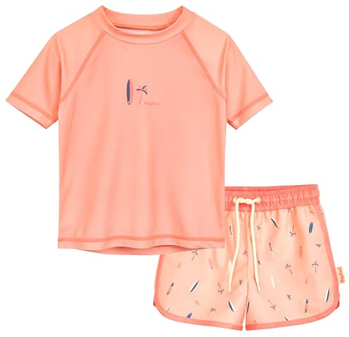 Playshoes Mädchen Zweiteiler Rash-Guard-Set, Rosa Surfbrett, 110/116 cm