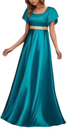 Celanisai Regency Robe de bal en satin pour femme - Robe victorienne médiévale - Manches bouffantes - Taille haute - Robe décontractée - Robe de soirée Renaissance - Mariage - Cosplay - Costume