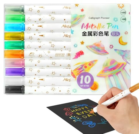 Paint Pens for Wood - 10 Piece Oil-Based Waterproof Fancy Paint Markers - Quick Dry Permanent Oil-Based Art Craft Pen Supplies for Fabric Ceramic Tire Stone Rock Painting Glass Mug