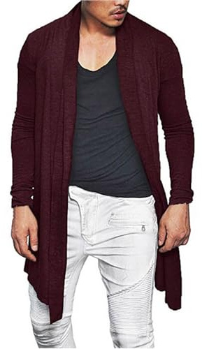 Mymyguoe Maglione a collo alto, da uomo, oversize, lavorato a maglia, camicia, casual, cardigan, cardigan, sottile, alto e basso, con apertura frontale