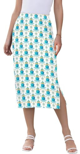 Cargo Ship Ocean Blue - Falda media falda de cintura alta para mujer, casual, doble abertura, para playa, Varios colores, Large