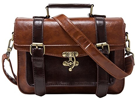 ECOSUSI Vintage Umhängetasche Damen Messenger Bag Handtasche Braun