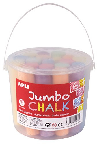 APLI Kids 14855 - Caja Tiza Jumbo Redonda, Colores Surtidos, 20 Uds, 25 x 105 mm