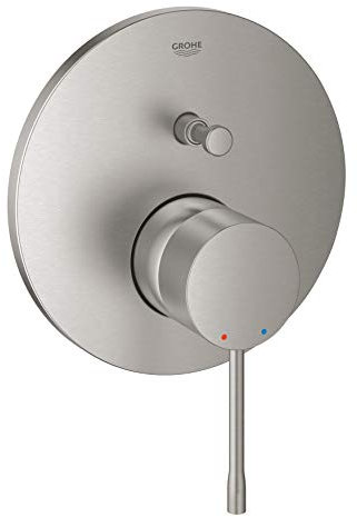 GROHE Essence, Badewannenarmatur für 2 Verbraucher (Wasserhahn für die Badewanne, automatische Umstellung: Wanne/Brause, Einhebel-Mischbatterie mit langlebiger Oberfläche), edelstahl, 24058DC1