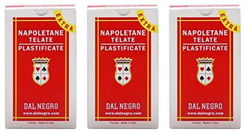 Dal Negro Napoletane Spielkarten, italienisches Regional, rotes Etui, 40 Karten (3 Stück)