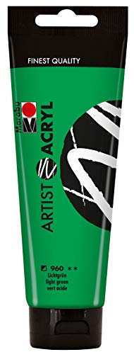Marabu 12200044960 - Artist Acryl, Lichtgrün 120 ml, feine Acrylfarbe in Künstlerqualität, auf Wasserbasis, pastose Konsistenz, hoch pigmentiert, sehr gute Brillanz und Deckkraft