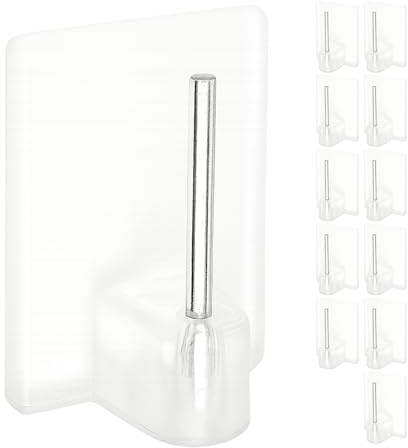 Gardinenstangen Klebehaken, 12 Stück, in Transparent, selbstklebende Haken mit 24 x 16 mm, für Fensterrahmen, Glas, Fliese, Tür, Vorhanghaken Stange, Gardinenhalter Fenster, Vitrastange Fensterhaken