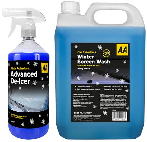 AA Car Essentials - Fast Acting De-icer 1L with 5L Winter Screen wash - Ready to Use