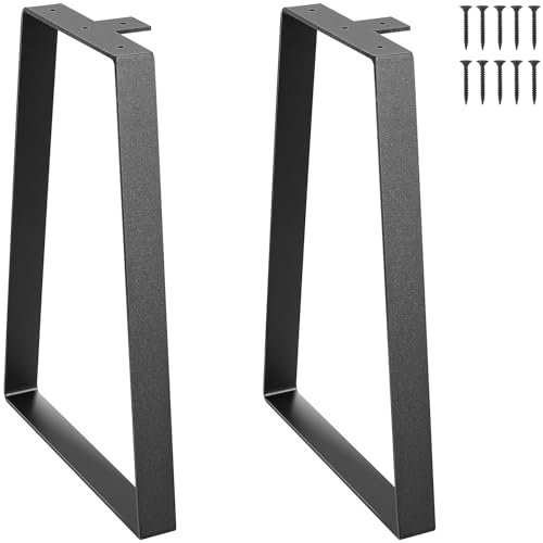 VEVOR 406.4MM Trapezoid Steel Table Legs, Replacement Furniture Legs Set of 2 for DIY Coffee Tables, Modern Desks, Bench, Night Stands, Sofa, Max Load 181.4KG Heavy Duty, Quick Instalation Legs Black