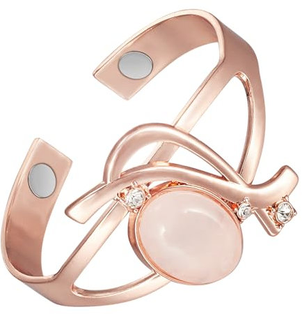 YINOX Damen-Armband aus reinem Kupfer, supermagnetisches Kupfer, enthält 2 superstarke NdFeB-Magnete, Damen-Kupferarmband, offenes Kupferarmband (Pink)