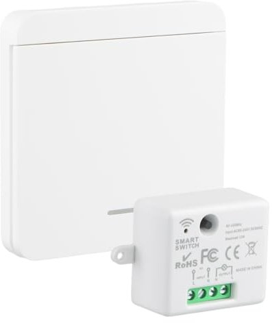 Funk Schalter mit Fernbedienung Funk Lichtschalter Set Funkschalter Licht Lichtschalter Funk Funkschalter Außenbereich Interieur Funktaster Schalter Switch Light Weiß