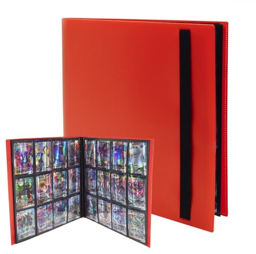 Pokemon - Album da collezione, 480 tasche, per album da collezione, collezione nera, impermeabile, per collezionisti (rosso)