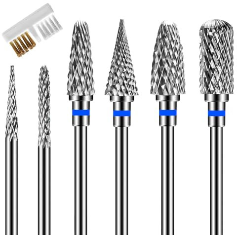 6 fresas de uñas, fresadoras para uñas de gel, fresadoras para uñas de gel, fresas de uñas, accesorios para quitar uñas de gel, uñas de gel, uñas de gel, cutículas acrílicas para manicura y pedicura