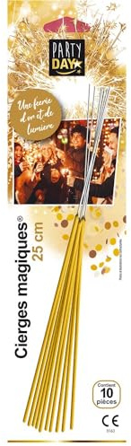 Pyragric - 10 CIERGES MAGIQUES 25CM OR - F1