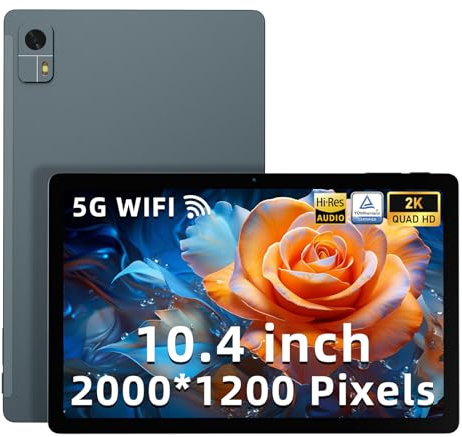 Tablet 10.4 inch Android 13, Octa-core CPU, 16GB RAM+128GB ROM, Ultra-thin Lightweight 2K FHD Display, 5G WiFi, BT5.0, Gaming Tablet with GPS 4×Speakers, 13MP Camera, 10000 mAh Battery