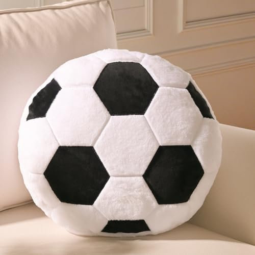 Yhoelata Plüsch Fußball Sitzkissen, Flauschiges Football als Weicher Sportball, Kreative Zimmer Dekoration für Kinderzimmer, Fussball Geschenke für Jungen, 35x35cm