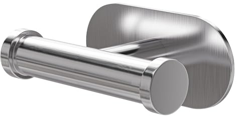 Amig - Colgador adhesivo para toalla de baño Mod. Ea-5 - Toallero gancho Adhesivo sin tornillos - 100 x 65 x 45 mm - Acero inoxidable - Plateado mate
