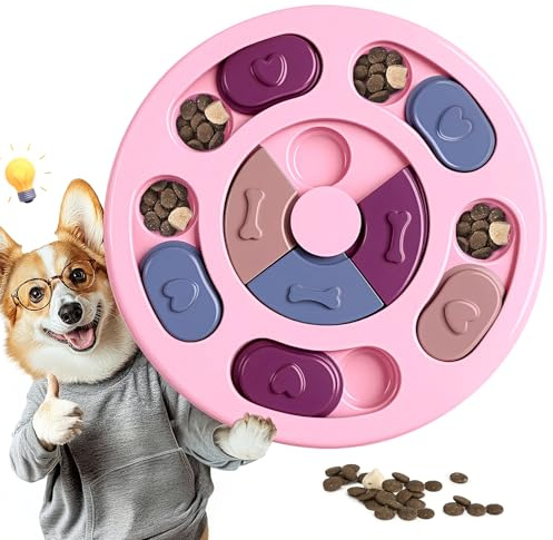 TRIGRAND Giocattolo Intelligente per Cani, Giocattoli per Cibo per Cani ad Alimentazione Lenta, Giochi Attivazione Mentale Cane Giocattoli Interattivi Puzzle per Cani,Rosa