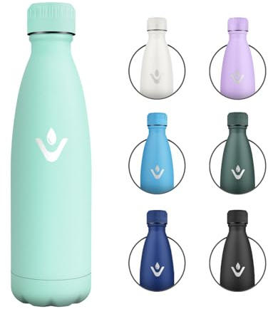 Botella Termica 500ml, Garrafa Termica Doble Pared, Reutilizable, Termo Agua Acero Inoxidable sin BPA, Botella Agua Termica para Oficina, Escuela, Gimnasio, Senderismo, Niños, Viajes y Uso Diario
