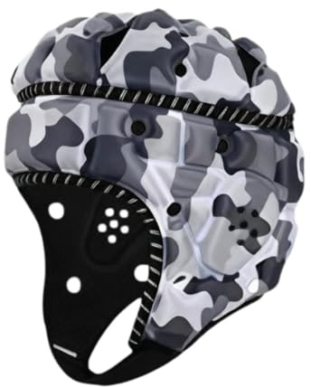 kowaku Casco Rugby Adulto Protezione Imbottita Casco Sportivo Anticollisione Casco Regolabile Traspirante Materiale Foam Adatto per Uomini E Donne Che, Nero Bianco
