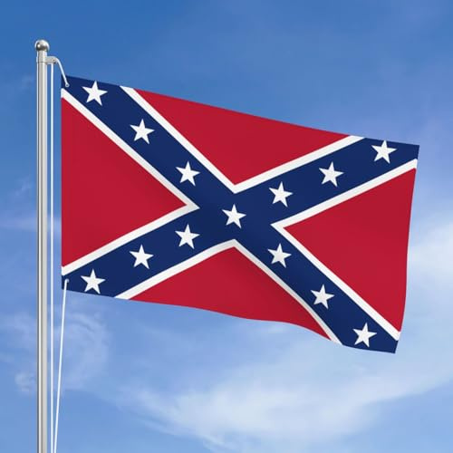 Bandiera confederata a doppia faccia 3 x 1,5 m. Bandiera esterna a triplo strato pesante su entrambi i lati, 0,9 x 1,5 m, striscione da giardino in poliestere.