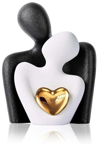 XIAOGUA Statua Statuette Decorative Casa Porcellana di Design Soprammobile Regali per Anniversario di Matrimonio Regali CoppiaStatuina Figurina Tenerezza in 6,5×3,2×8,5cm (Bianco,Nero)