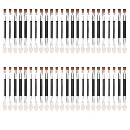 Ögonskuggspensel, 50 stycken ögonskuggsapplikator, ögonskuggsborste set – dubbelsidig ögonborste med svamp och pensel, engångs ögonskuggsapplikator mini 7,5 cm för resor sminkverktyg och hem