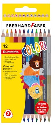 Eberhard Faber 514811 - Buntstifte Set Colori, 12 Duo Buntstifte mit 24 Farben