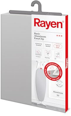 Rayen | Funda universal para tabla de planchar Fácil ajuste con clip| 2 capas: espuma y tejido 100% algodón | Calidad aluminio | Gama básica| Tamaño: 115 x 38 cm, Gris