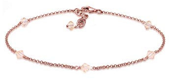Elli Fußschmuck Damen Fußkettchen Funkelnd mit Kristalle in 925 Sterling Silber Rosévergoldet